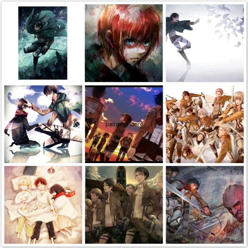 Japanese Anime Attack on Titan 5d Diamond Painting Mosaic Art Diamond Embroidery Full Round Drill Cross Stitch Kits Home Decor