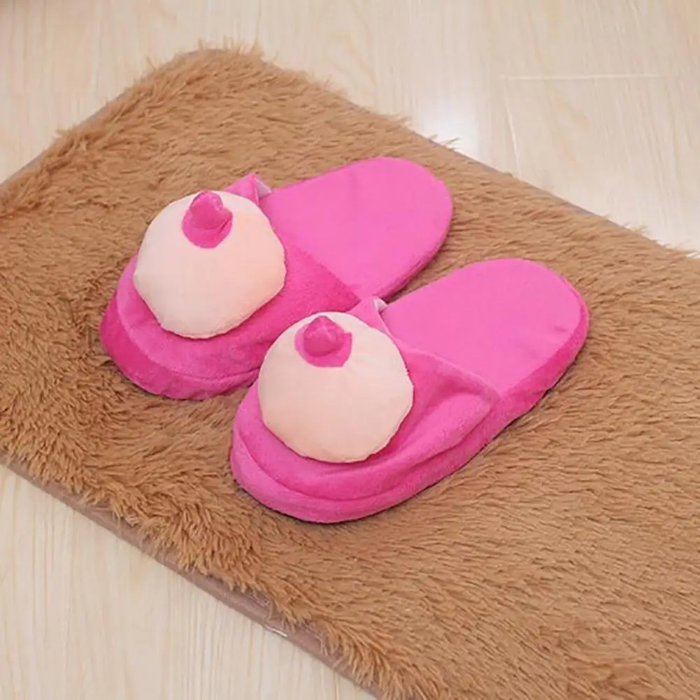 Hot Creative Breast Penis Pattern Women Men Cozy Soft Skid-proof Warm Plush Indoor slippers House Soft Casual Shoes For Women