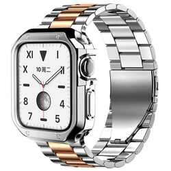 Protector case+metal strap For apple watch Ultra band 49mm 45mm 44mm 41mm 42/40/38 stainless steel bracelet serie 8 7 6 5 4 3 SE