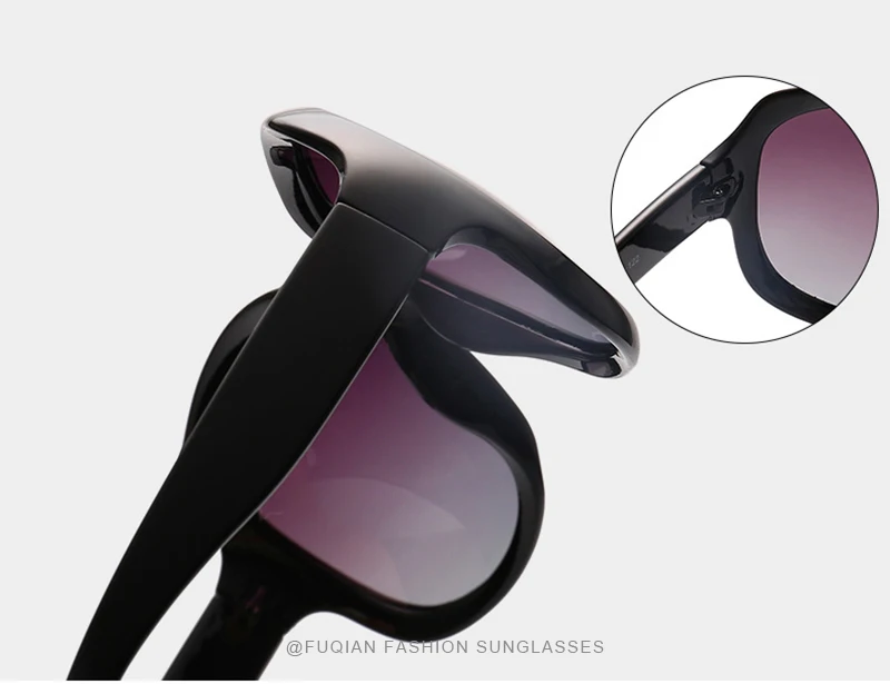 FUQIAN Marke Design Elegante Polarisierte Übergroßen Runde Sonnenbrille Frauen Einfache Art Und Weise Große Kunststoff Damen Sonnenbrille UV400 – Detail 4