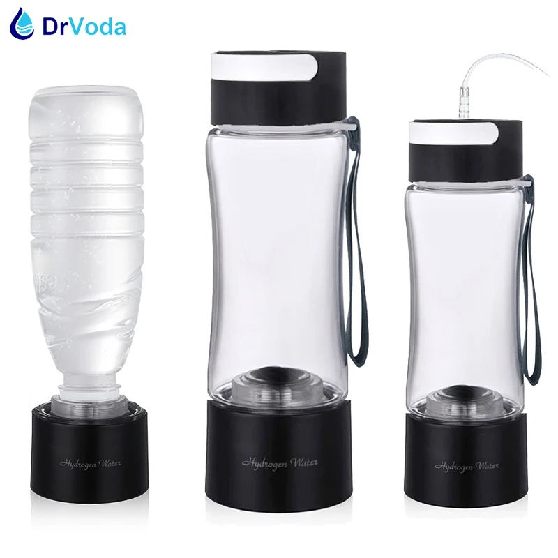 

DrVoda Hydrogen Rich Water Generator Bottle - Tritan/Glass Cup -DuPont SPE PEM Dual Chamber Maker lonizer - H2 Inhalation device