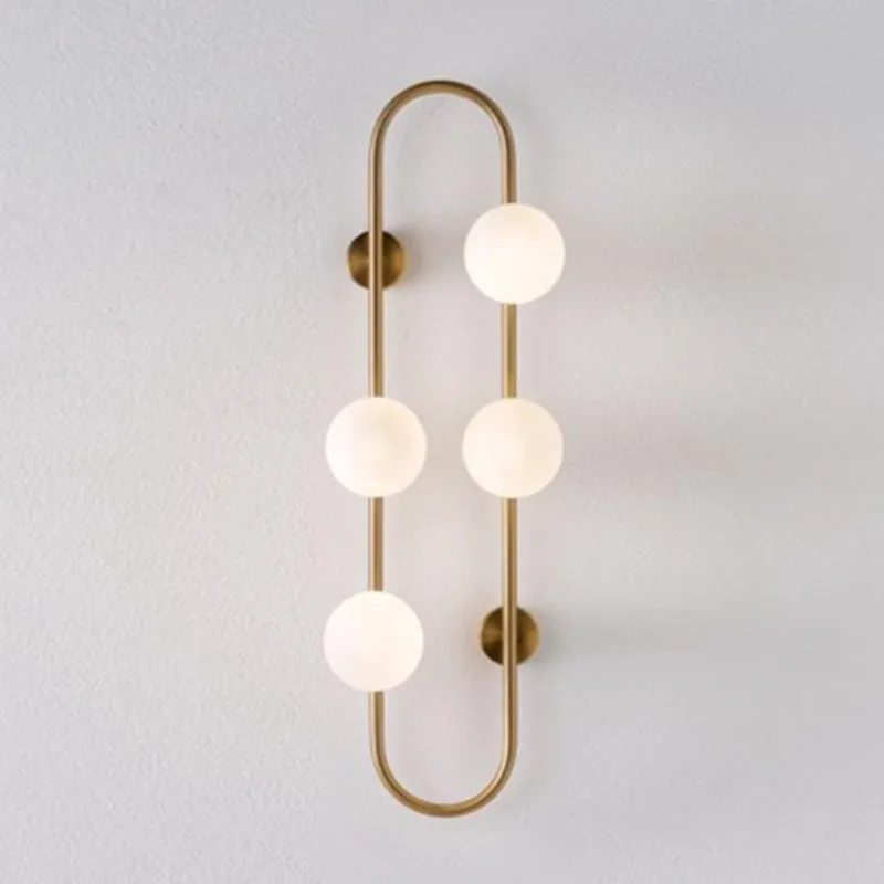 

Nordic creative living room led wall lamp Concise TV background glass ball lamp paper clip design bedroom bedside wall lamp