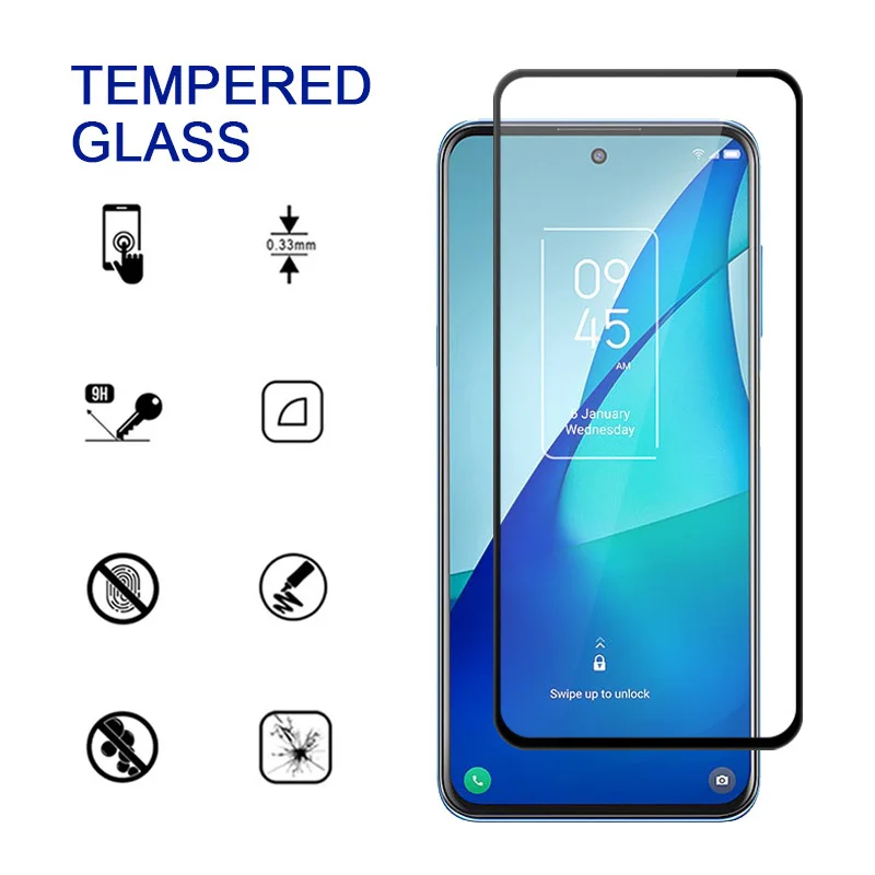 9D Protective Glass for TCL 20L Plus 20S Black Edge Full Cover Screen Protector for TCL 20 5G 9H 2.5D Clear Tempered Glass