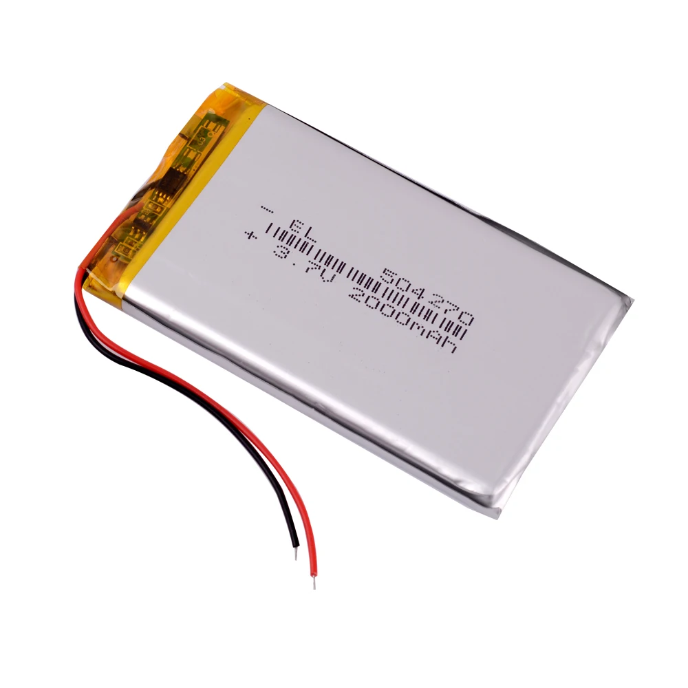 Bateria recarregável do polímero do Li-íon do lítio, 3.7 V, 2000mAh, 504270, 504072