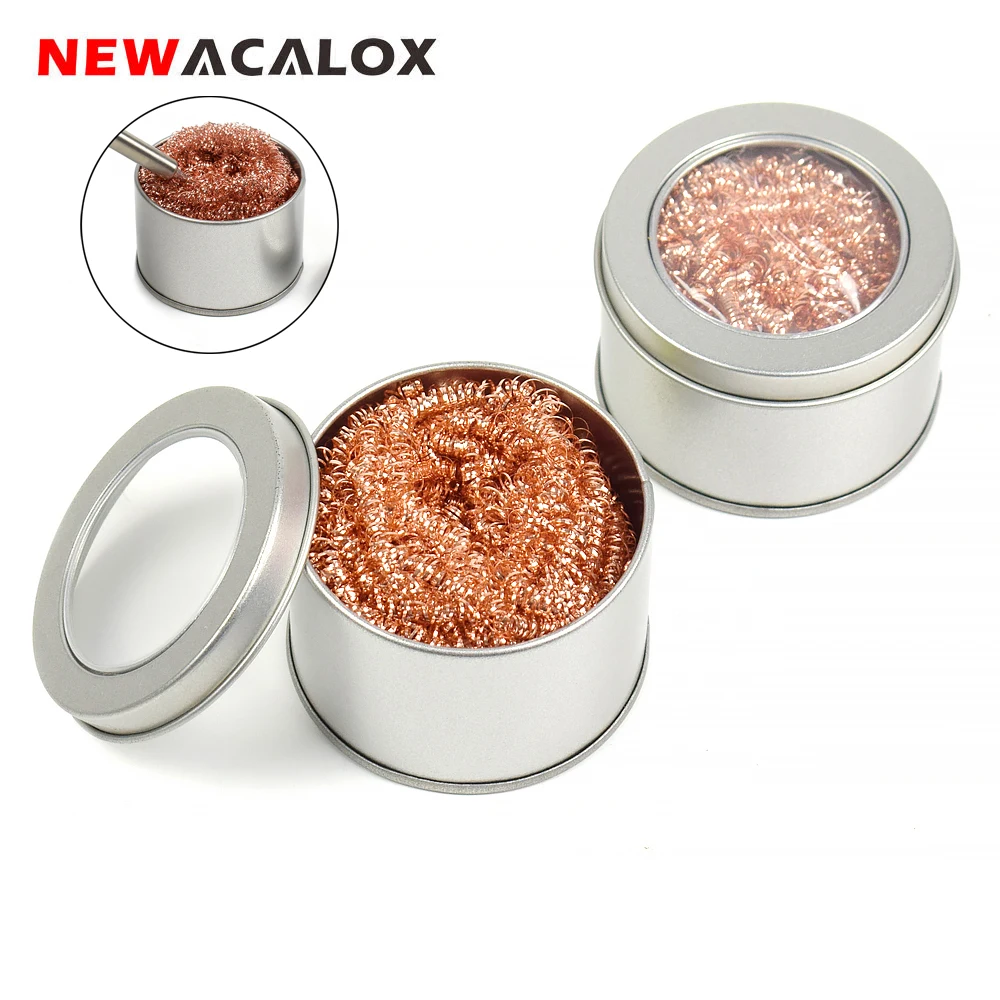 

NEWACALOX Soldering Iron Tip Cleaning Copper Wire Ball Kit Soldering Holder Repair Tools Welding Tips Rapid Cleaner