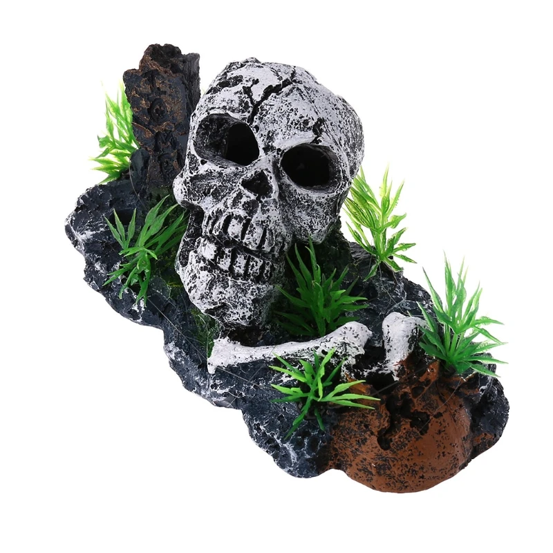 New Pirate Skull Skeleton Aquarium Ornament Hiding Cave Fish Decoration Decor