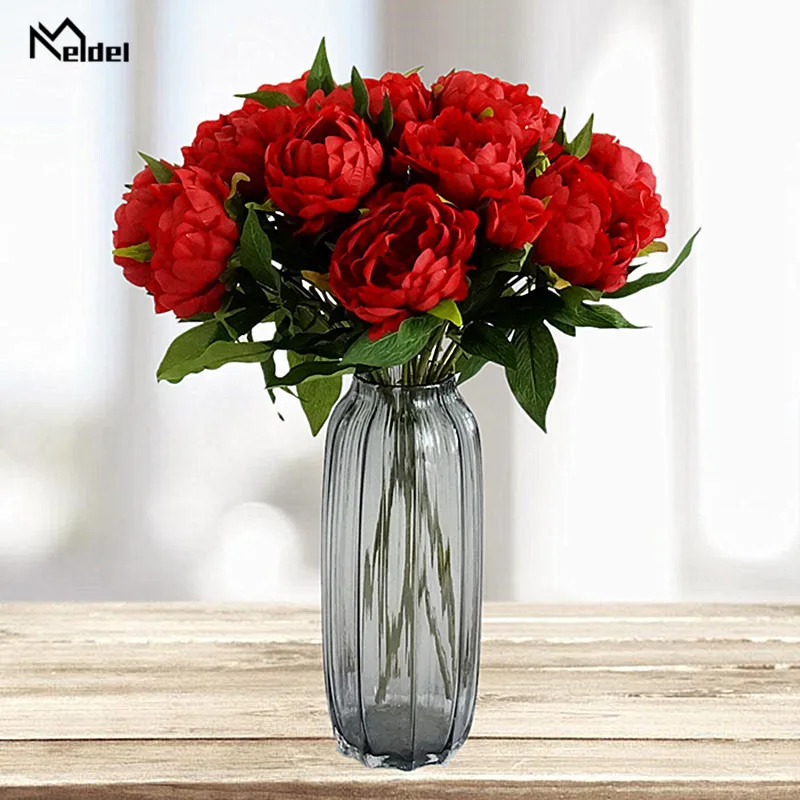 3 Heads Peonies Artificial Flowers Wedding Scene Layout Silk Peony Flowers Living Room Desk home Decor Fake Flowers Accessories