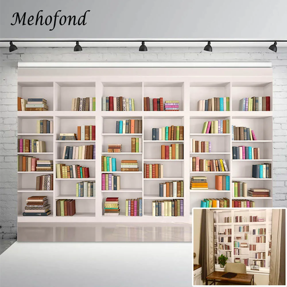 

Mehofond Photography Backdrops Bookshelf Bookcase Library Book Baby Portrait Office Conference Decor Background For Photo Studio