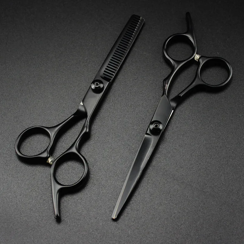 professional Japan steel 6 '' black screw hair cutting scissors haircut thinning barber haircutting shears hairdressing scissors