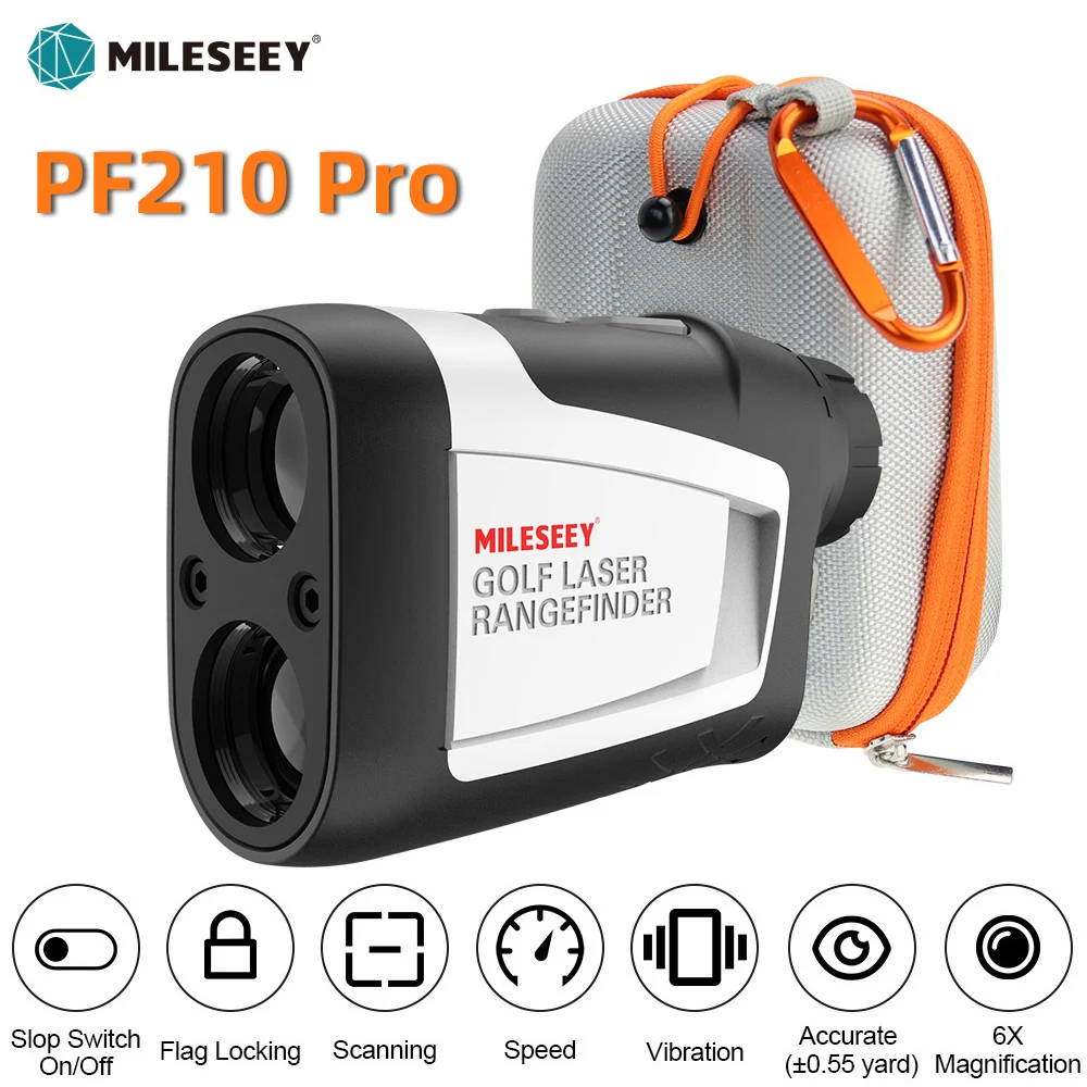 Mileseey pf210 pro preto versão golf laser rangefinders 600m slop interruptor de alta precisão adequado para golf match telescópio medidor