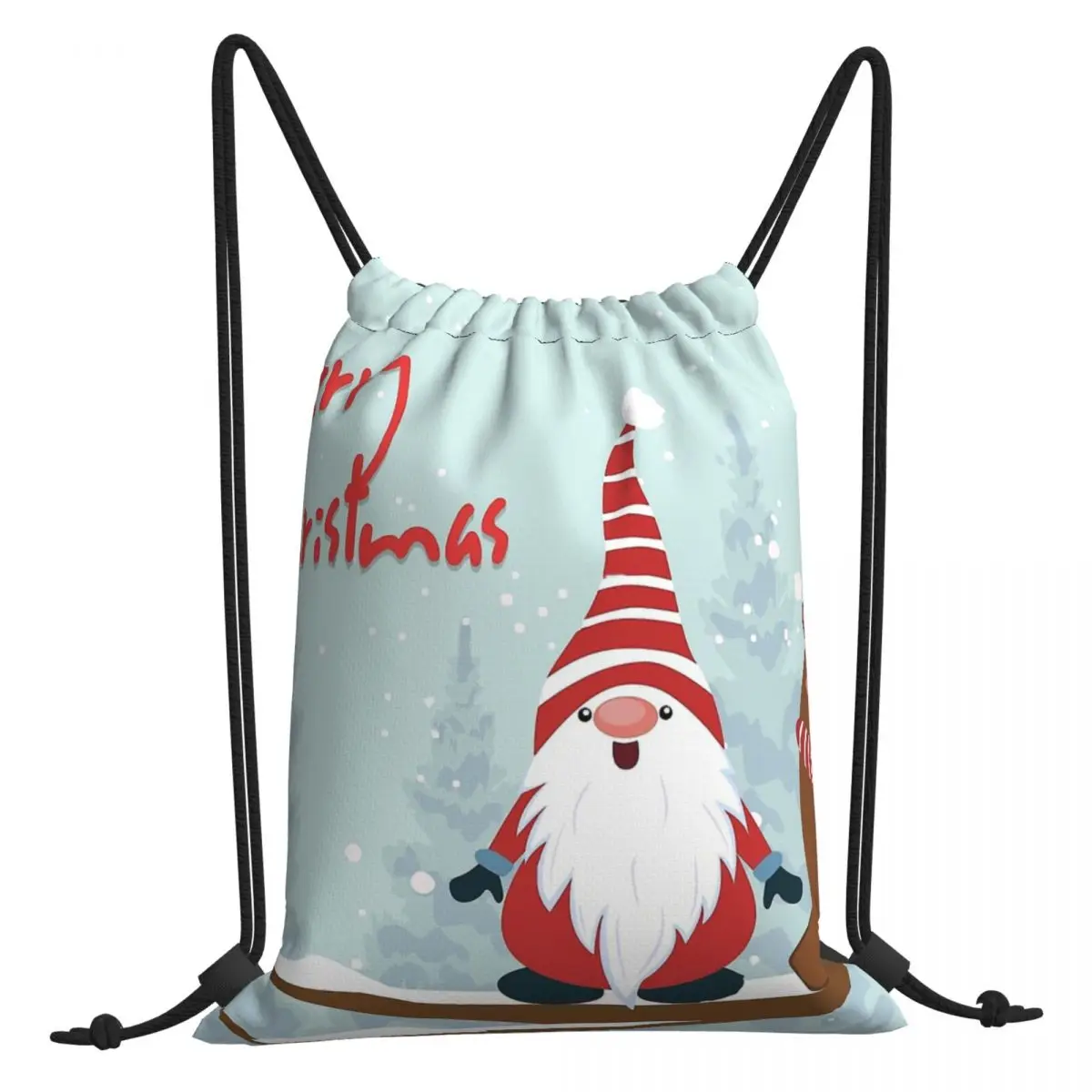 Merry Christmas Santa Claus Happy New Year Drawstring Bags Travel Pouch 3D Print Backpack Boy Girls School Shoe Bag