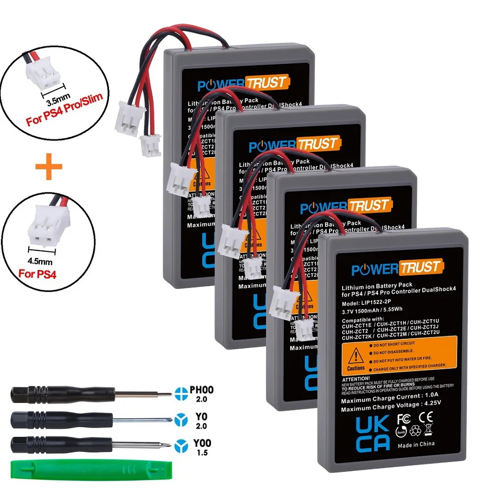 4pcs Replace Battery for SONY PS4/ PS4 Pro slim LIP1522 & KCR1410 Dualshock 4 V1 V2 Wireless Controller Playstation GamePad
