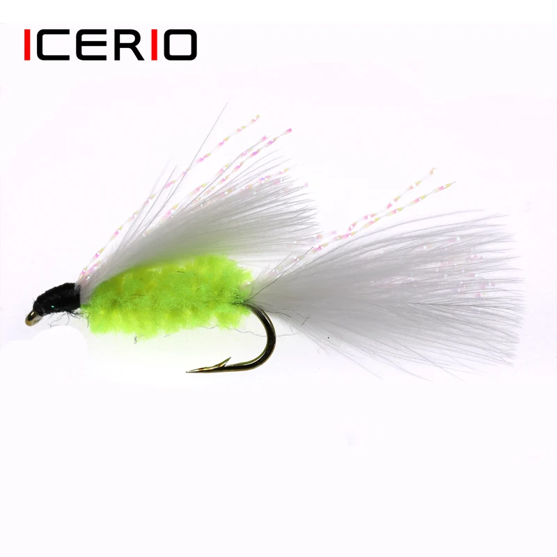 ICERIO 8PCS Cat's Whisker Streamers Fly Tying Hook Trout Fishing Fly Lures Bait #10