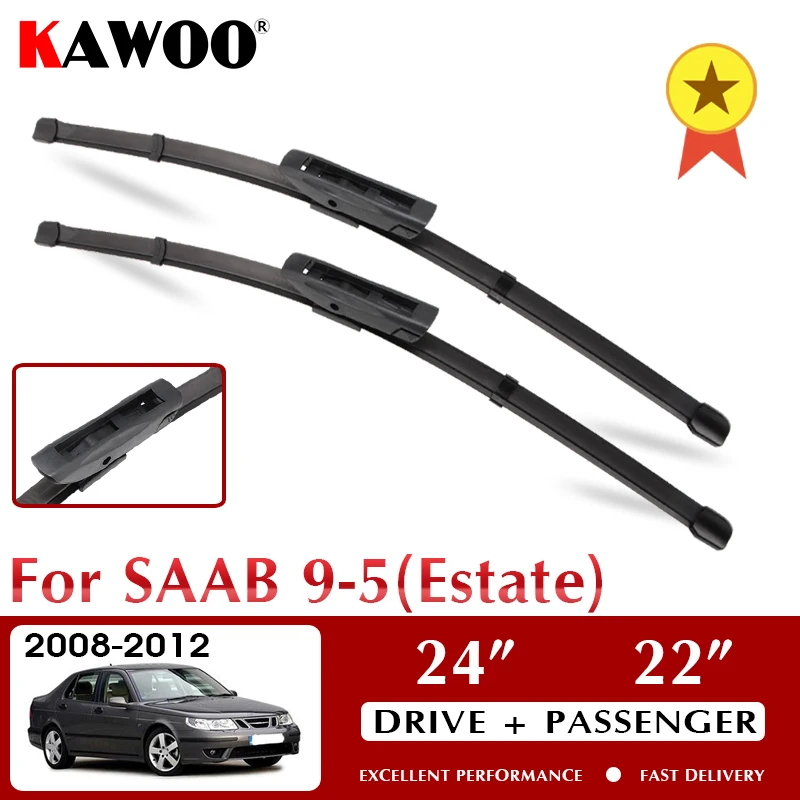 

KAWOO Wiper Front Car Wiper Blades For SAAB 9-5(Estate) 2008-2012 Windshield Windscreen Front Window Accessories 24"+22" LHD RHD