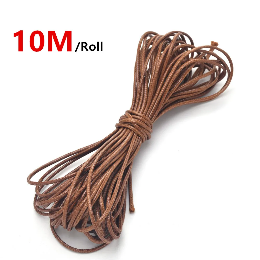 Image 3: Cordon en Polyester ciré coréen, 10M/11Yards, 1.5mm, Imitation cuir noir, fil ciré, chaîne tressée pour accessoires de fabrication de bijoux