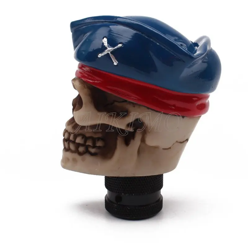 Car Gear Knob Handles Gear Shift Knob Manual Shifter Shift Lever Knob Universal Fit Handbrake Covers Blue Hat Skull Head Style