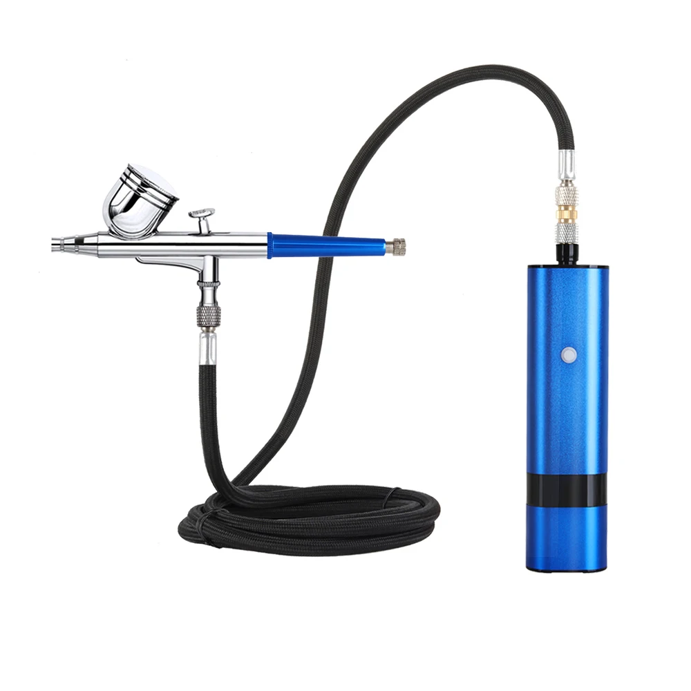 

RIBO 32 PSI Cordless Airbrush With Pocket Compressor Portable Higher Pressure Blue Color 1.2M Hose Pneumatic Tool Pump