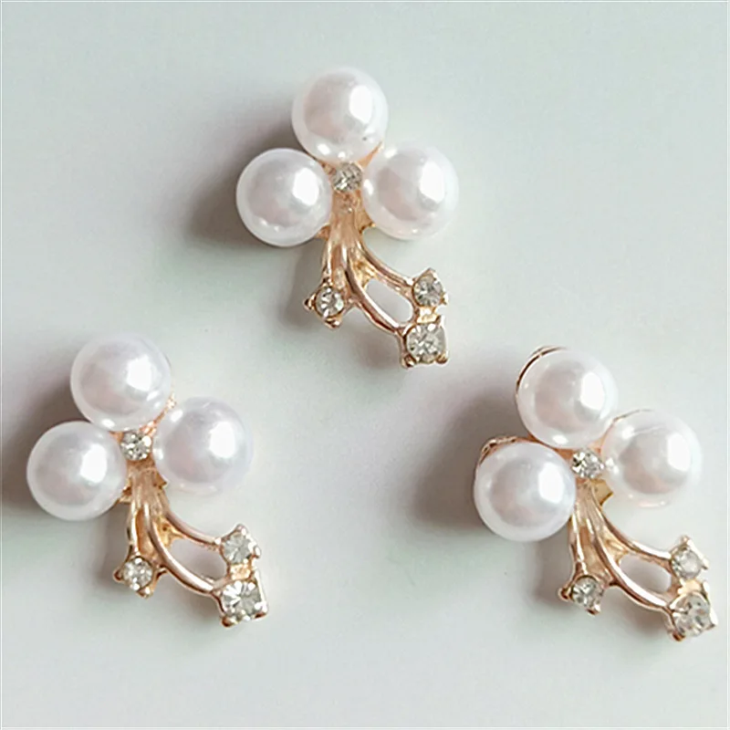 10pcs/lot 17*22mm High-grade Alloy Flower Pearl Button Flatback for Clothing Coat Jacket Windbreaker Shirt Wedding Decoration