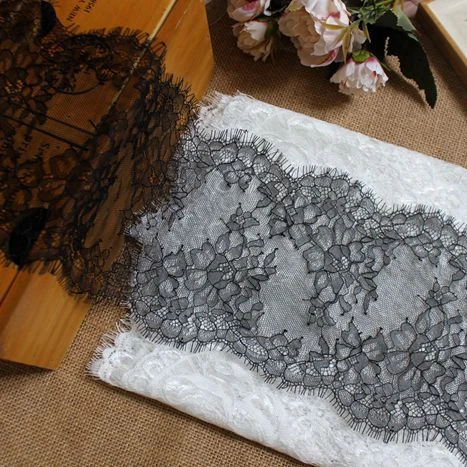 Black And White Lace Eyelashes Lace Fringe Fabric Sewing Material Wide Handmade DIY Clothing Accessories Fabric