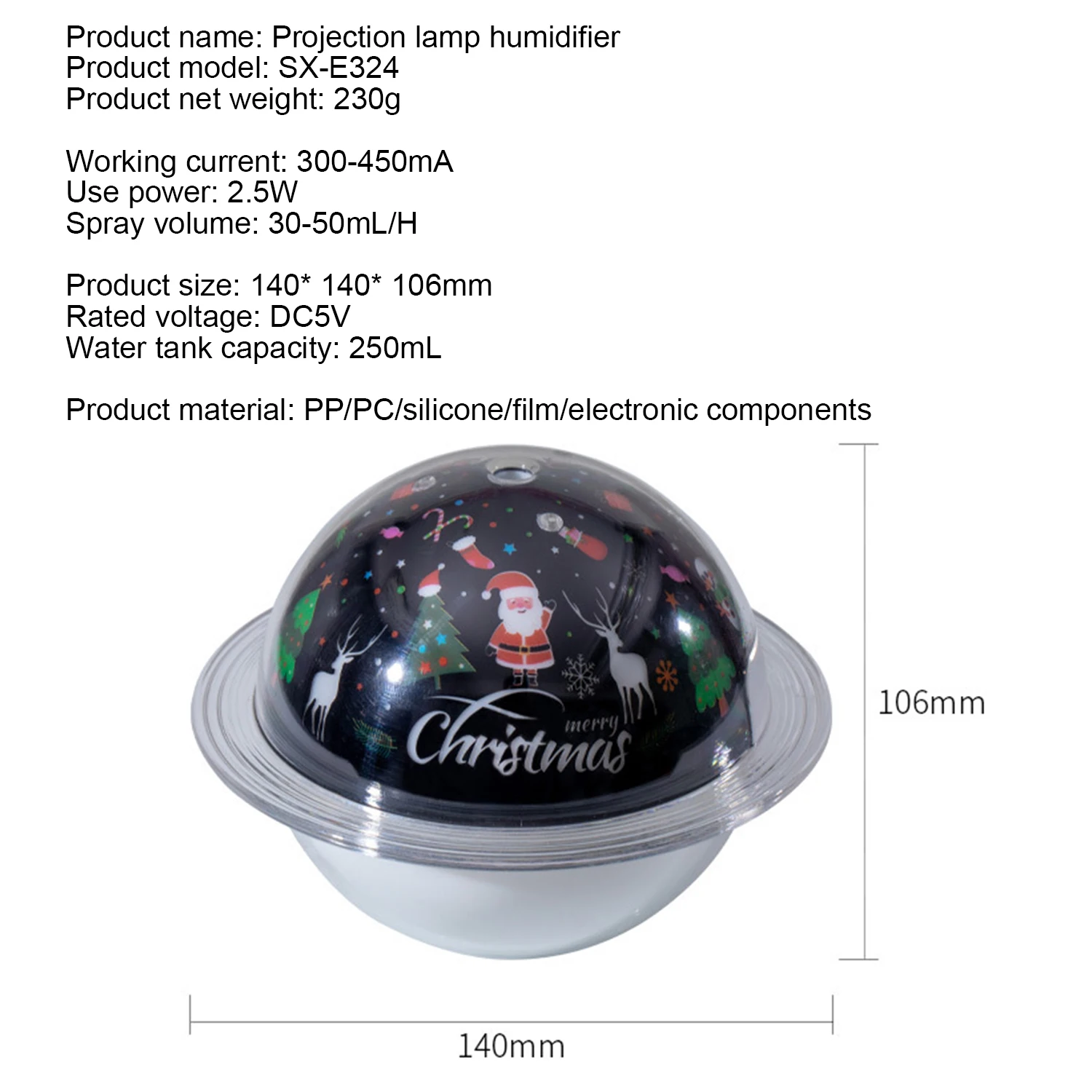Przenośny mininawilżacz powietrza dyfuzor 2 tryby mgły bezwodne automatyczne wyłączanie dyfuzor do aromaterapii dla domu dziecko sypialnia podróży Xmas