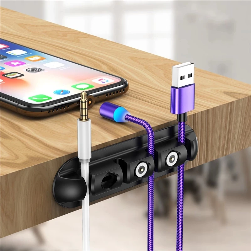 Cable Organizer Silicone Winder Flexible Wire Management Clips Cable Holder for Mouse Headphone Magnetic Charging Cable Plug Box