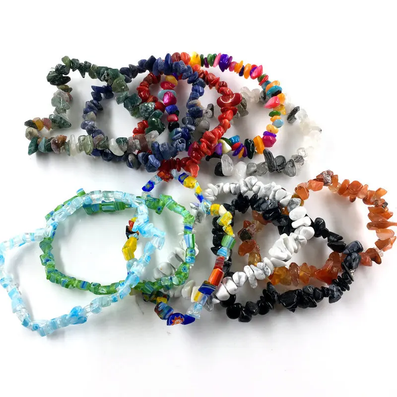Handmade Stretch 7 Chakra Crystal Chip Bracelet Gravel Bracelet Irregular Natural Stone Charm with Elastic Rope Gift For Women image 5