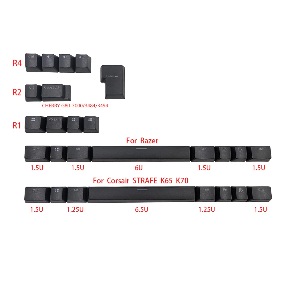 White Black 131 key PBT Double shot Backlit Keycaps For Corsair STRAFE K65 K70 Logitech G710+ Mechanical Keyboard Razer keycap