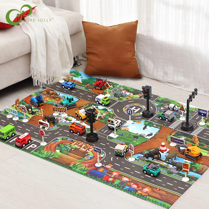 Baby Play Mat City Traffic Road Map Mat Carpet City Car Parking Lot Roadmap Traffic Signs Baby Climbing Playing Mat Game