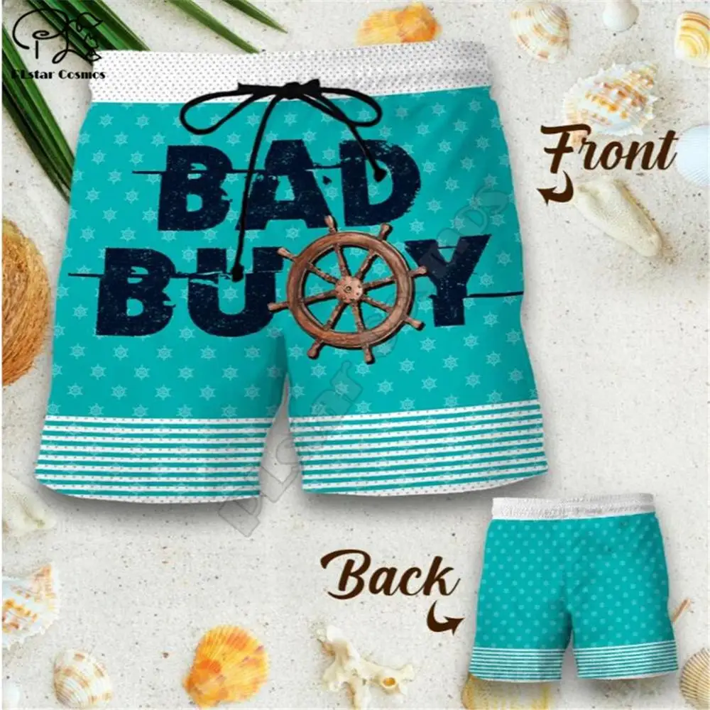 Couple Matching - Bad Buoy And Naughti Girl 3D Printed Shorts Unisex Elastic Waist Shorts Summer Beach Harajuku Casual Shorts