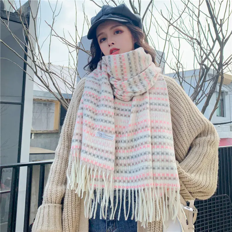 Coffee Korea Japan Girl Woman Scarves Lady Winter Thick Warm Soft Neck Warmer Shawls Wraps Girls Knitted Wool Long Scarf Women