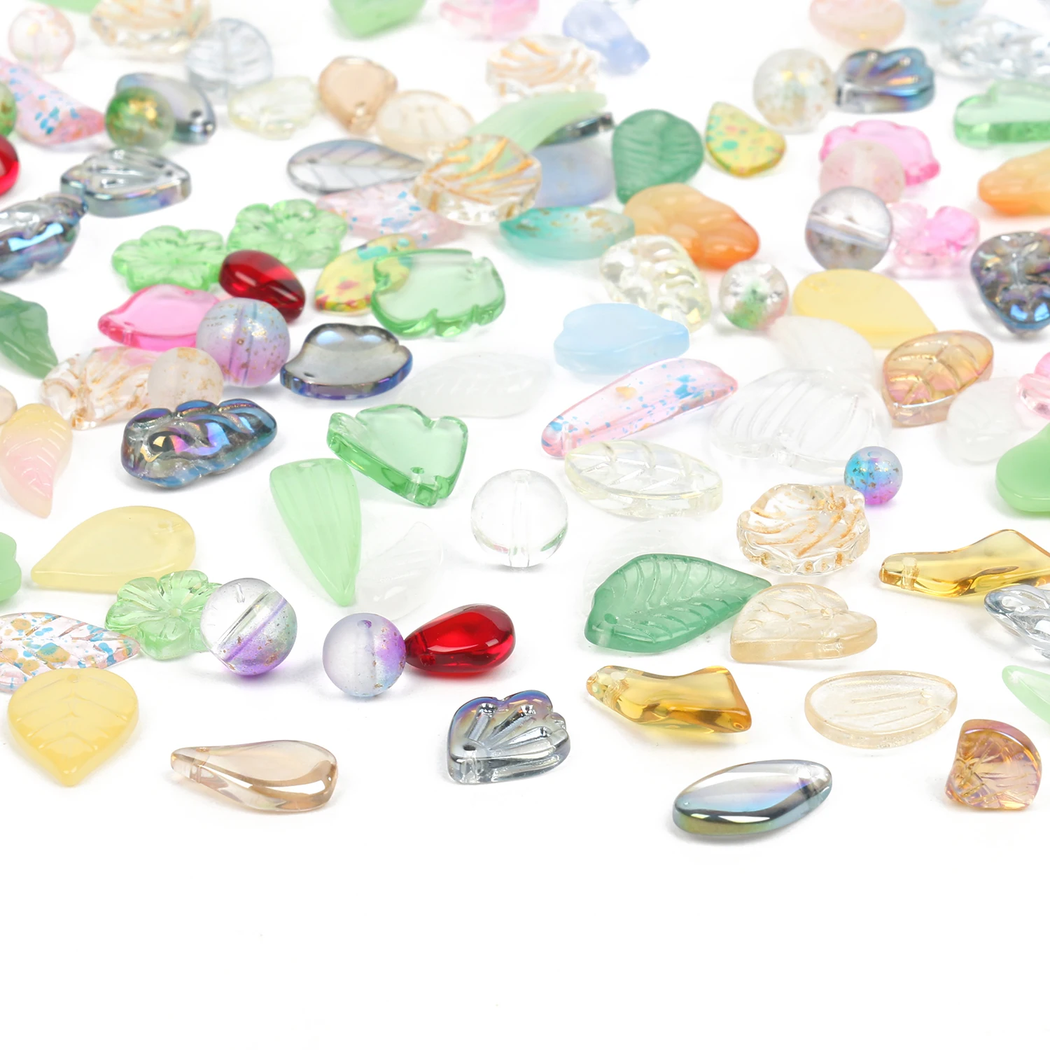 21g/bag Mixed Shape Leaves Flower Beads Czech Glass Loose Spacer Beads for Jewelry Making Hairpin Handmade Diy Accessories