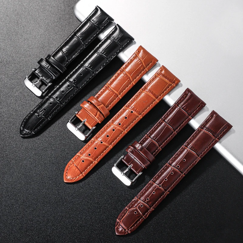 Genuine Leather Watch Band Crocodile Pattern Strap 18mm 20mm 22mm Watch Band Watch Belts Wristwatch Band For Women Men Watch