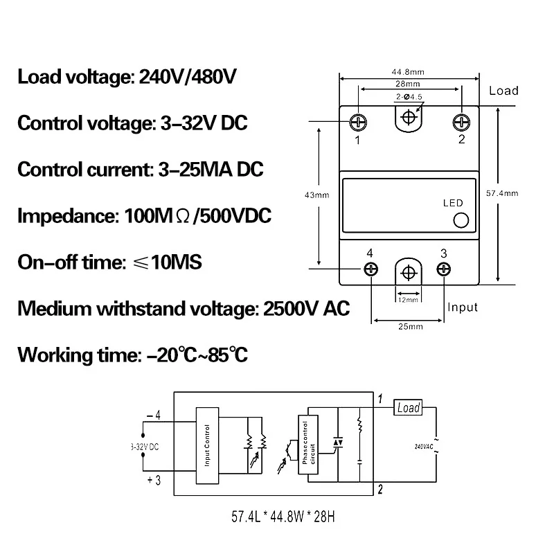 Single Phase Solid State Relay SSR-10DA SSR-25DA SSR-40DA DC Controlled AC Module 3-32V Input DC 24-380V AC Output High Quality