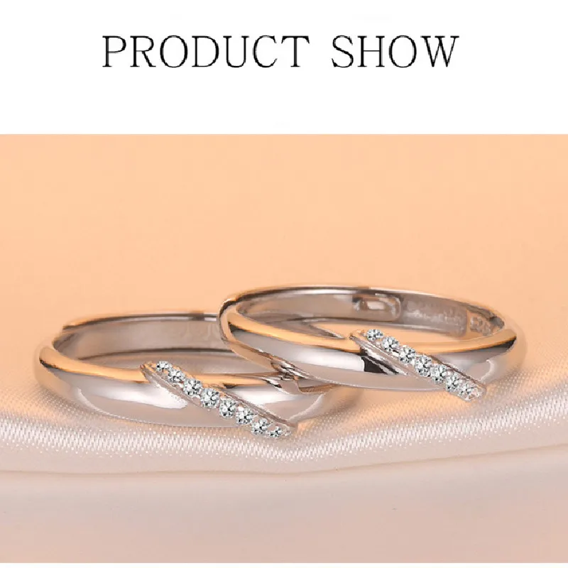 Koreaanse Versie Van Creative Accessoires S925 Sterling Zilver Ingelegd Aaa Zirkoon Paar Ring Mannen En Vrouwen Een Paar Mode