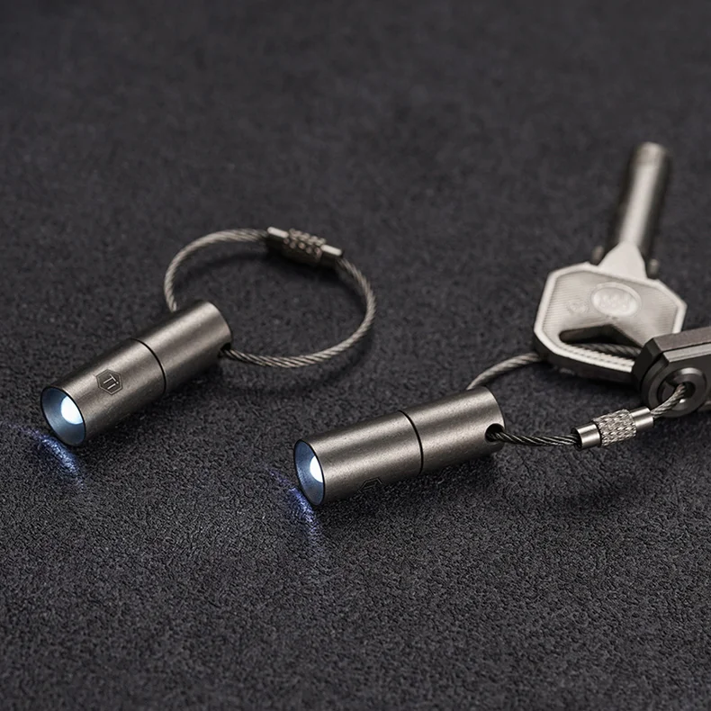 Cooyoo KF00 Titanium Alloy Mini Keyring Small Flashlight Edc Lightweight and Portable 15-Lumen Brightness Head Rotary Switch