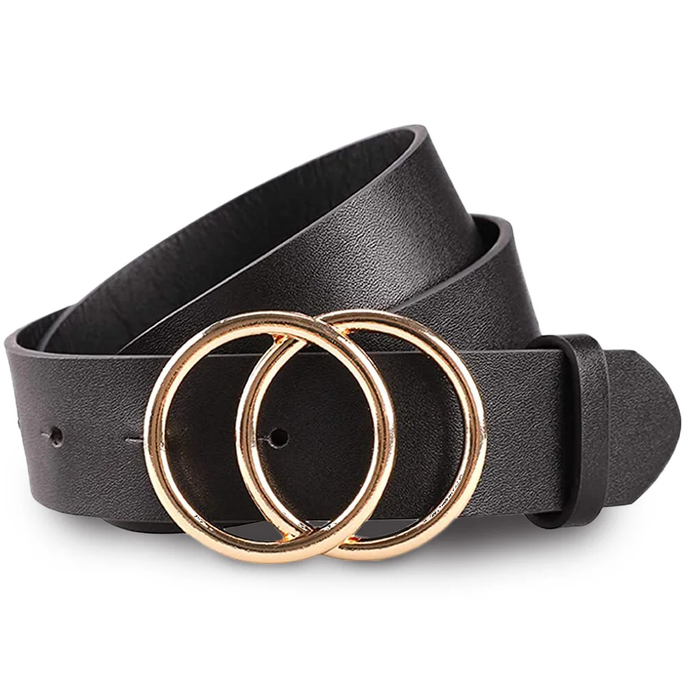 

Double Ring Retro Buckle Women Belt Waist Belt PU Leather Metal Buckle Belts for Ladies Girls Casual Dress Jeans Wild Waistband