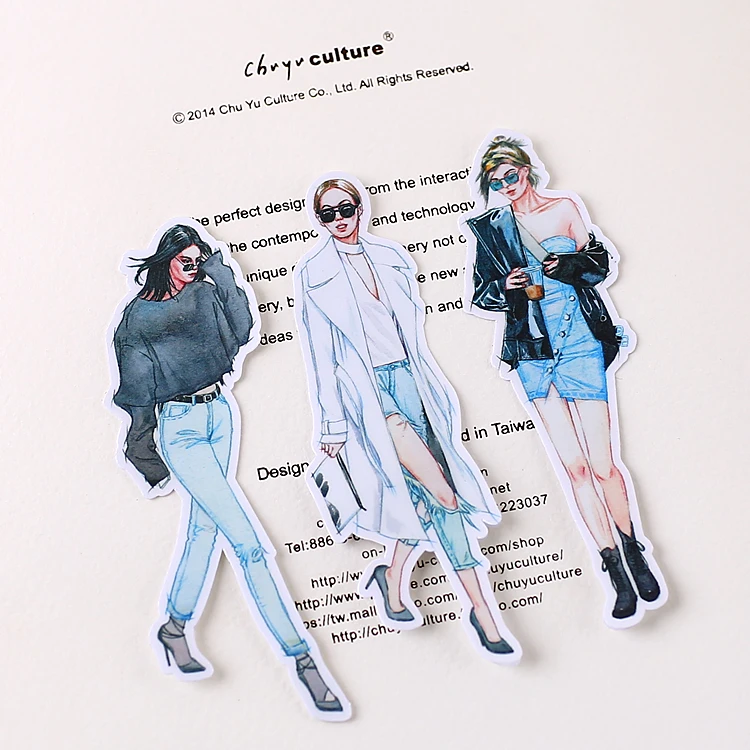 20PCS Fashion girl mini Paper Stickers Crafts And Scrapbooking stickers book Decorative sticker DIY Stationery