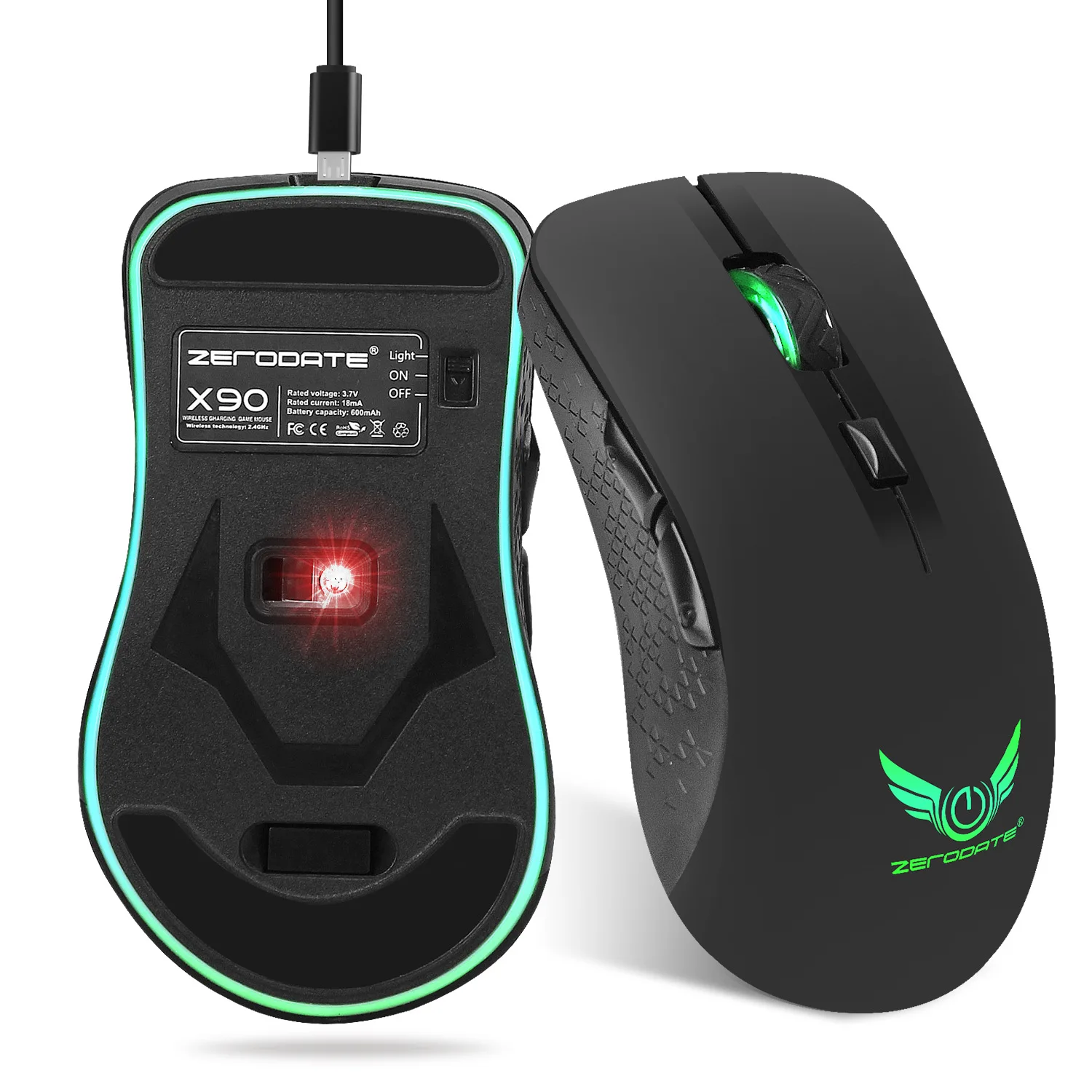 New 2.4G Wireless Mouse Rechargeable Gaming Mouse Six Buttons Matte Mouse Ergonomic Optical Mouse 2400dpi Backlit Computer Mouse