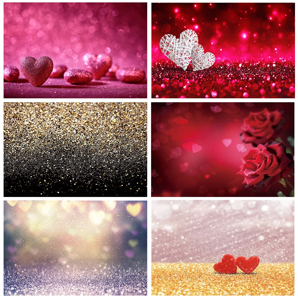 Fotografie Hintergrund Dreamy Glänzenden Stern Rosa Herz Bokeh Vinyl Hintergrund für Hochzeitstag Party Foto-shooting Foto Studio