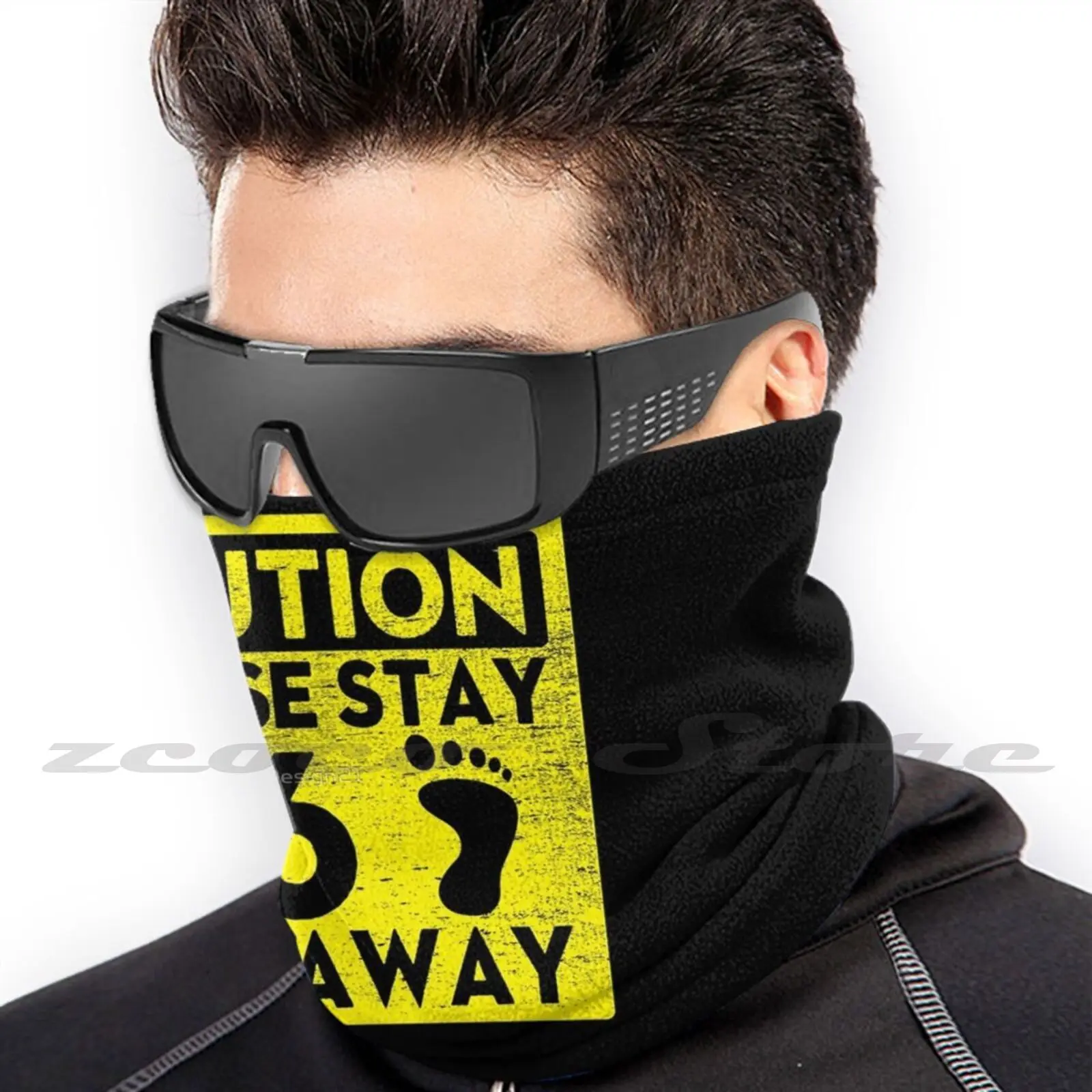 Caution Please Stay 6 Feet Away Personalized Pattern Knit Hats Plus Size Elastic Soft Cap Distancing Keep Distance 2 Meters