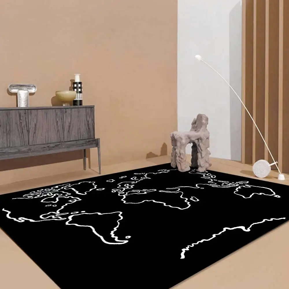 

Black And White Geometric Carpets For Living Room Bedroom Area Rugs Child Bedside Floor Mat Absorb Oil Modern Home Decor Carpet