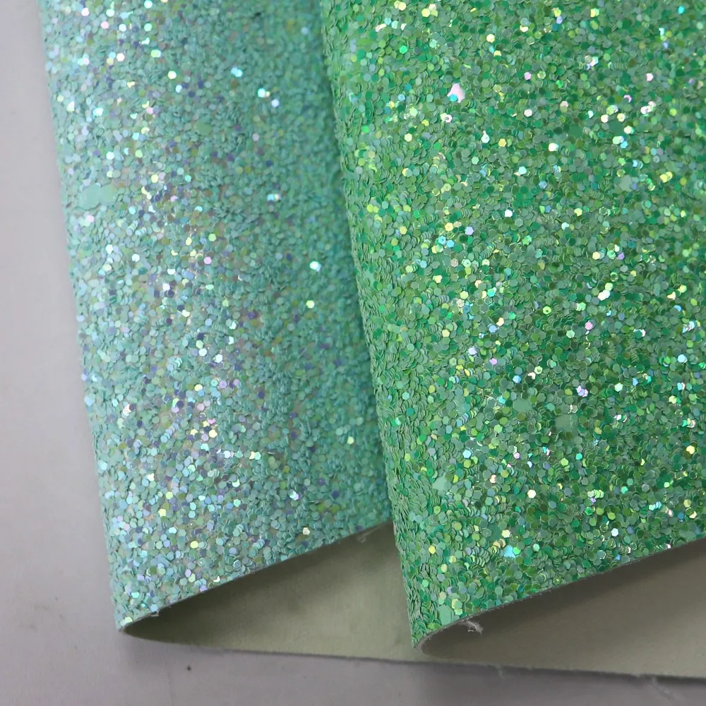 30x134cm rotolo di ecopelle in tessuto glitterato verde menta per fiocchi cucito decorazione fai da te AY089