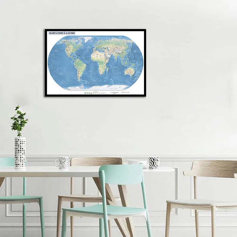Холст, маленькая карта мира 59x42 см, географическая карта Румынии, живопись, настенный художественный плакат для дома, офиса, украшение спальни