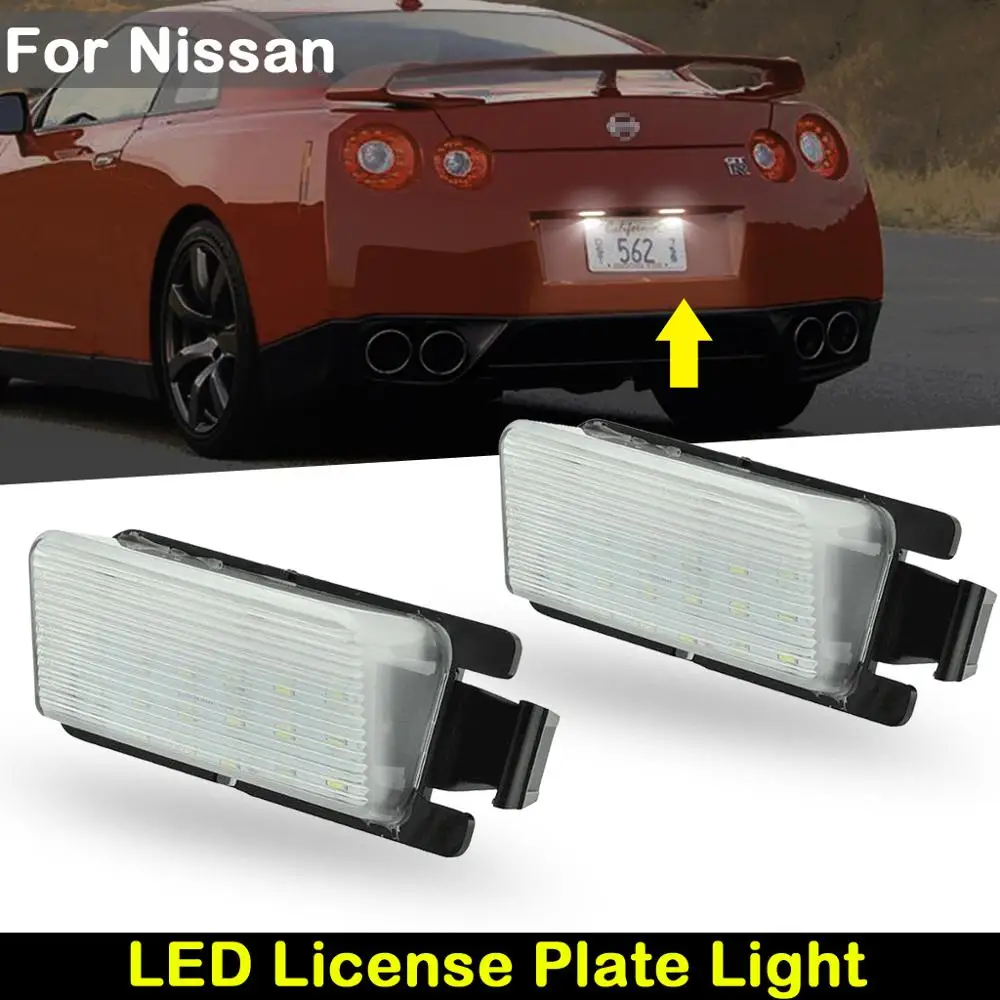 For Nissan Versa Livina Bra Make GT-R Cube 350Z 370Z  Infiniti G35 G37  Car Rear White LED License Plate Light Number Plate Lamp