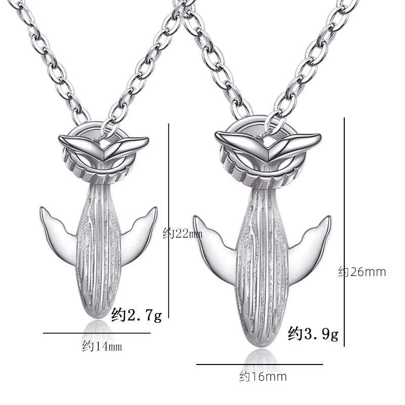 KOFSAC Simple Temperament 52 Hz Whale Couple Pendant 925 Sterling Silver Jewelry Necklaces For Women Men Anniversary Accessories