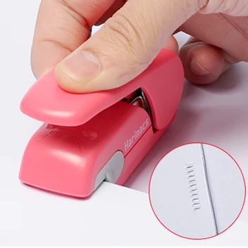 Hand-Held Mini Veilig Nietmachine Zonder Nietjes Staple Gratis Stapleless 7 Sheets Capaciteit Voor Papier Binding Business School Kantoor