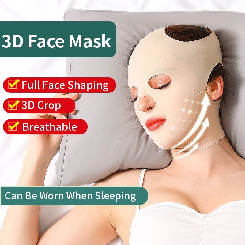 Full Face Lift Sleeping Mask Cheek Chin Slimming Belt Strap Face Mask Slimming Bandage Thin Facial Massage Shaper