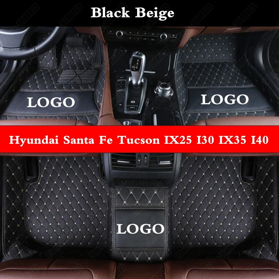 

Custom Car Floor Mats for Hyundai Santa Fe Tucson IX25 I30 IX35 I40 Kona Azera Elantra Sonata Equus Genesis Leather Rugs Pads