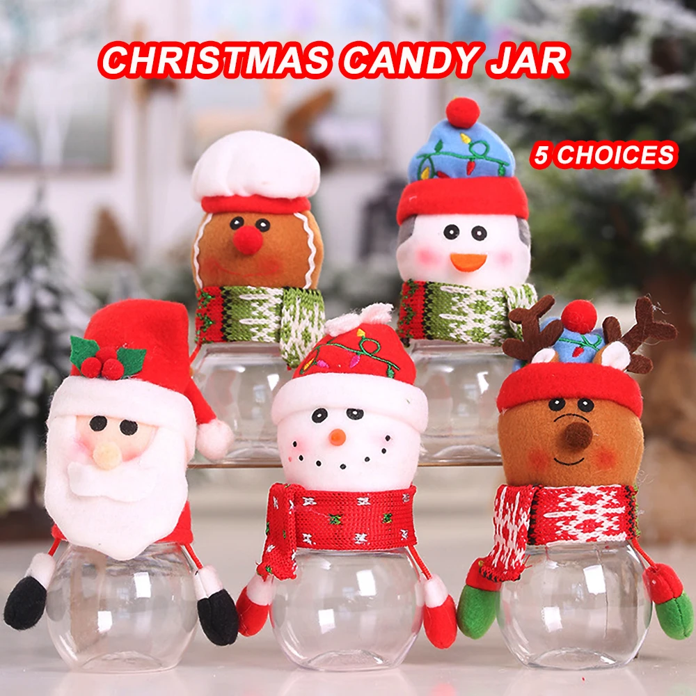 Cute Christmas Candy Storage Can Decorate Home Gift Cookies Foods Storage Jar Decor For Home Party Wedding New Year