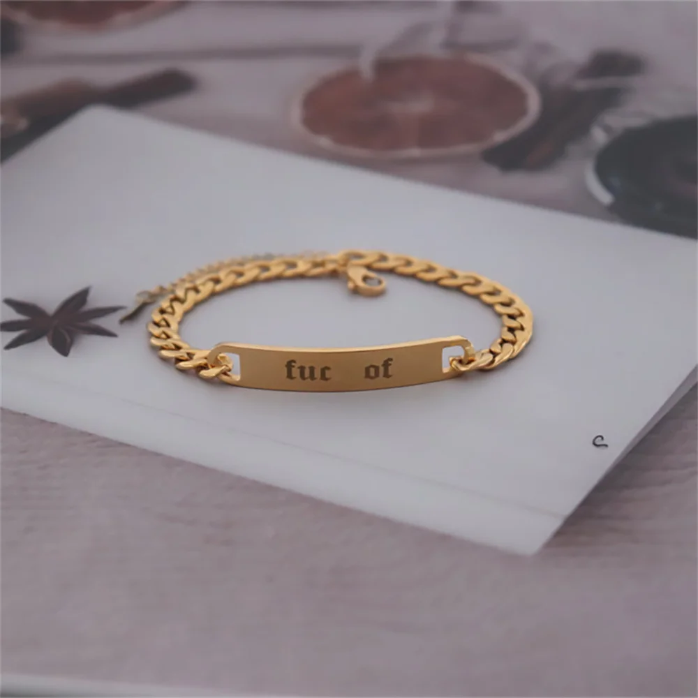 

Engrave Name ID Bracelets Bangles Personalized Bijoux Femme Custom Name Bar Bracelet Women Men Stainless Steel Pulseras Mujer